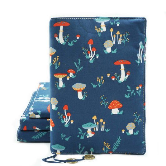 Mushroom Village Fabric Book Cover