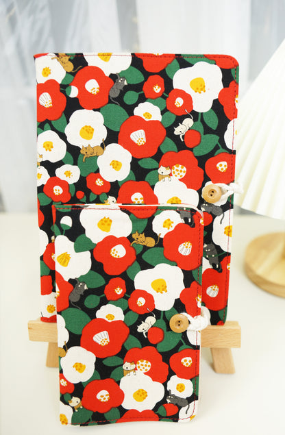 Cats in Flowers Fabric Notebook, Bullet Journal