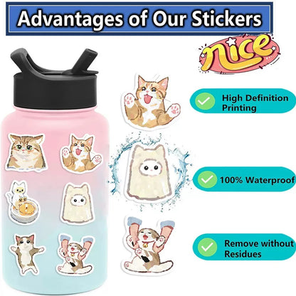 Cute Cat Stickers, 77 Pieces