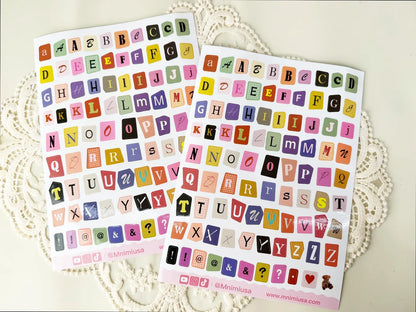 Magazine Cut Out Alphabet Sticker Sheet, FREE Shipping